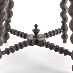 Antique Wooden Stool – Barley Twist Legs, Rustic Home Decor image 4