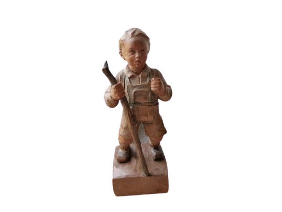 Vintage Holz Statue Arische Arisch Blonde Haare Und Blaue Etsy