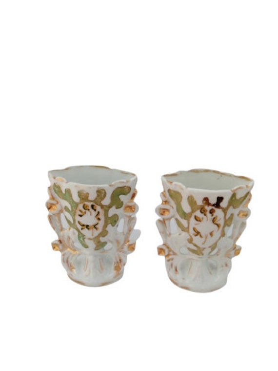 Antique Français Porcelaine Petit Vase de Mariage de Marieé Bride Bridal Church 19Th Century Decorat