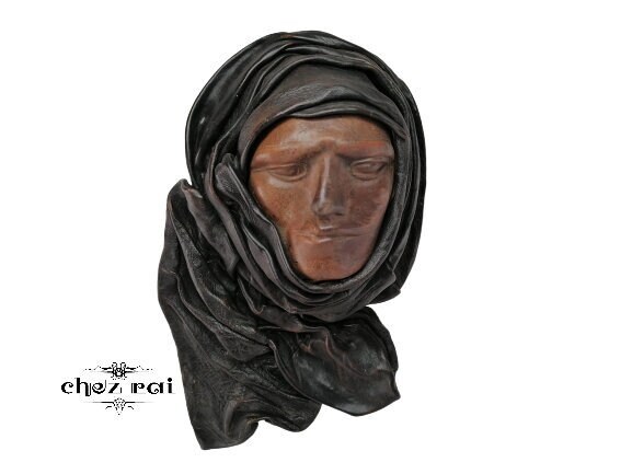 Vintage Cuir Visage Masque Mural Décoration Mur Suspendu Pendu Murale/Chez Rai