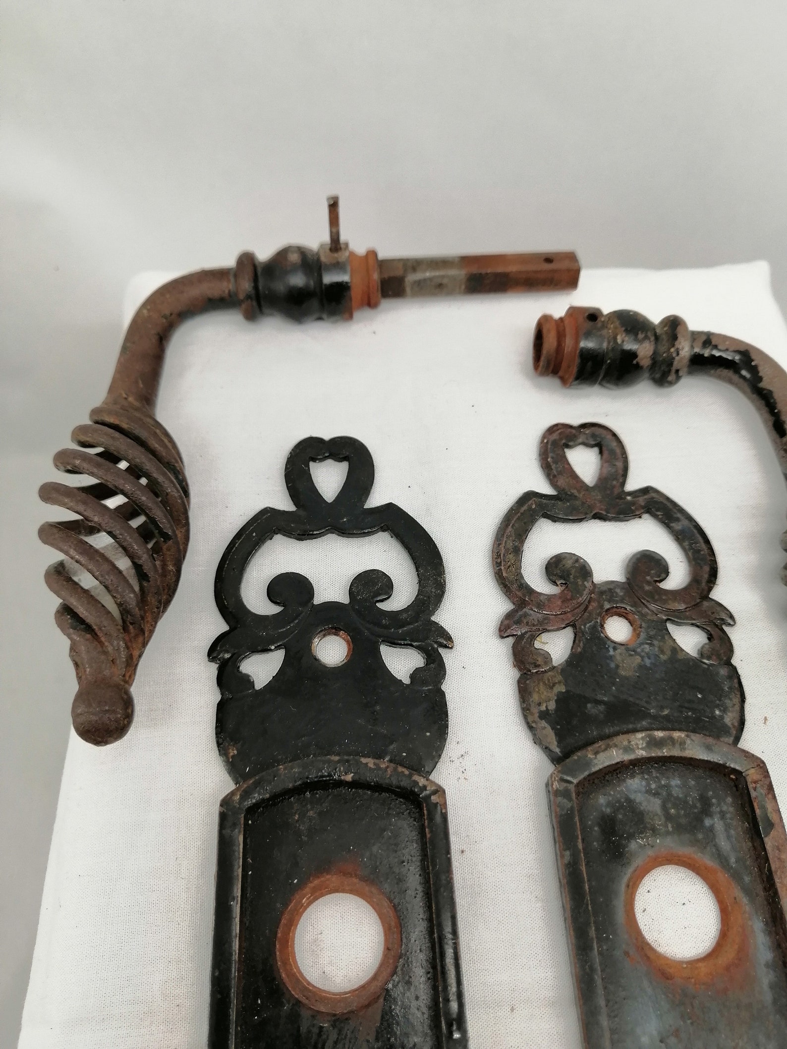 Vintage French Traditional Door Handles Black Cast Iron Door Etsy