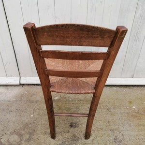 Vintage French Oak Hardwood Chair Rush Seat Framhouse Rustic Country Cottage Lodge Dinning Table Kitchen Chair Conservatory / Chez Rai image 5