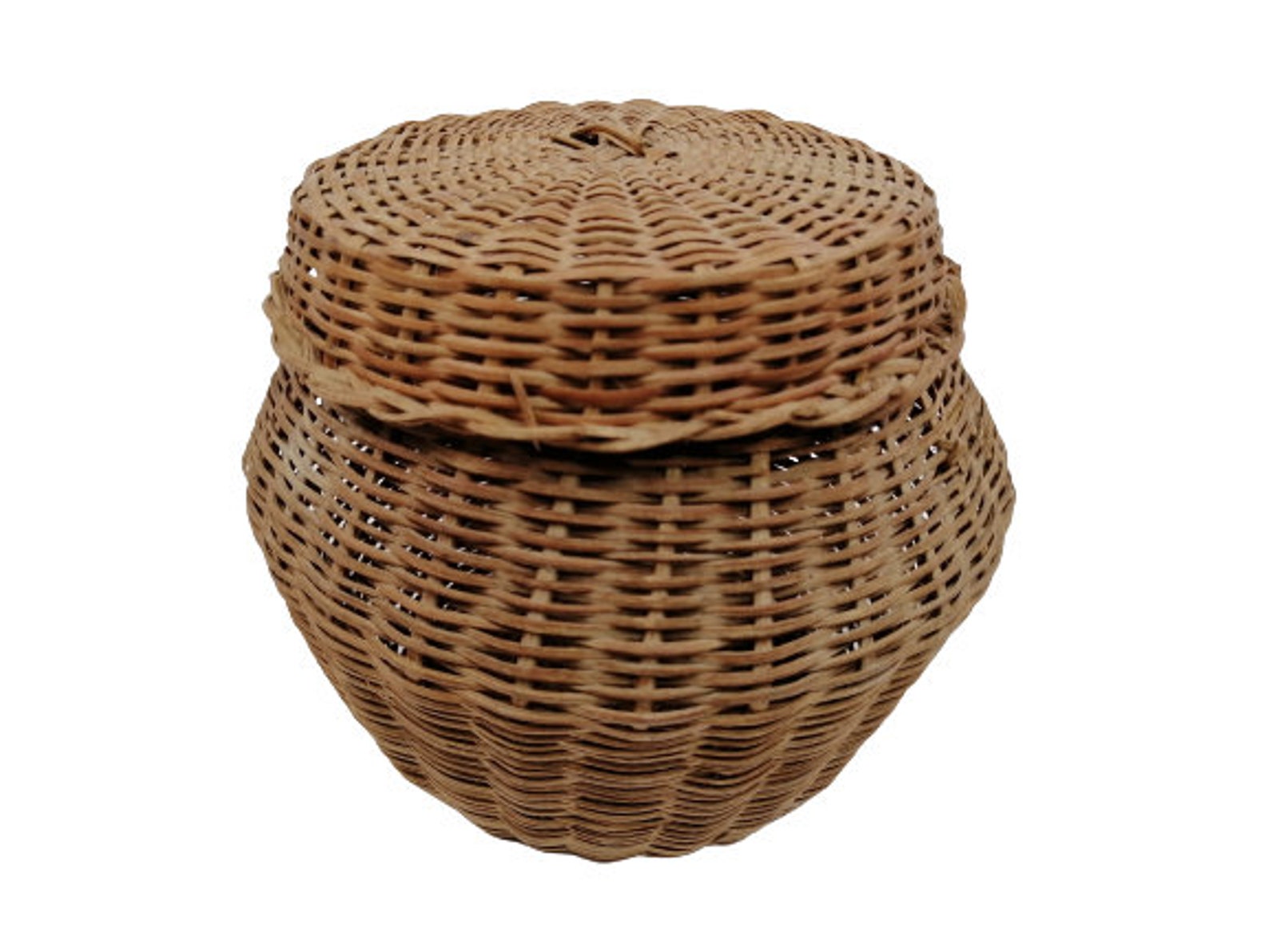Vintage Cute Small Wicker Box With Lid Storage Holder Etsy