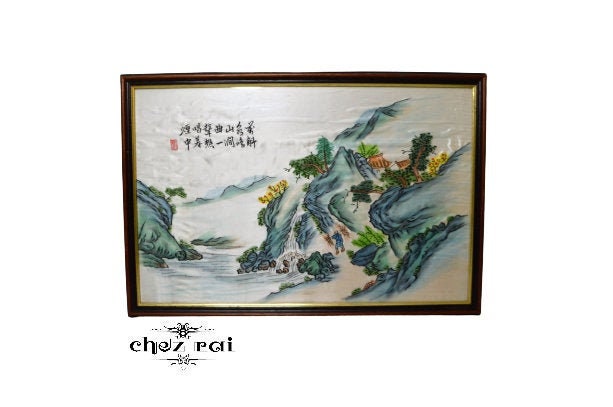 Peinture Chinoise Vintage sur Soie Signée et Encadrée Peinture à La Main Œuvres d'art Asiatique Déco