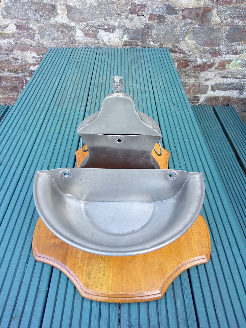 Vintage French Large Pewter Lavabo Wash Basin Wall Hanging | Etsy