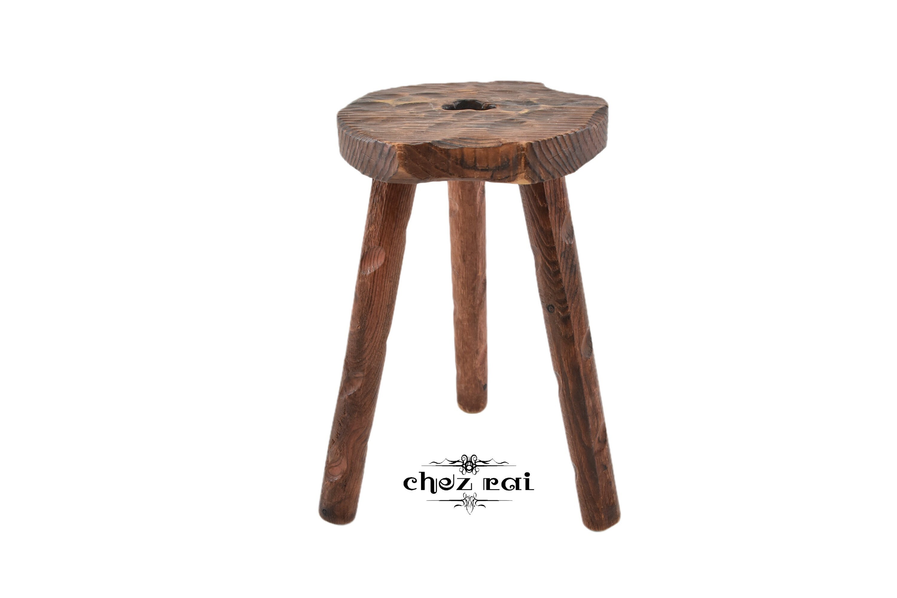 Vintage Bois Trois Vis Leg Tabouret Ferme Cottage Grange Salle Décor Siège Plante Stand Salon Idée C