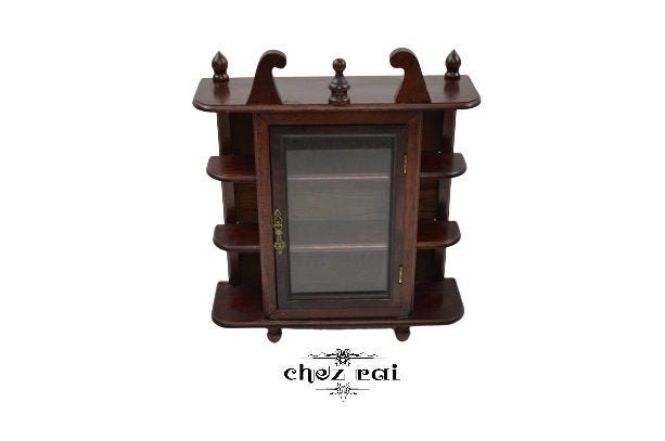 Vintage Français Trouvé Cabinet Display Box Kitchen Unit Wall Hanging Glass Door Medicine Mini Apoth