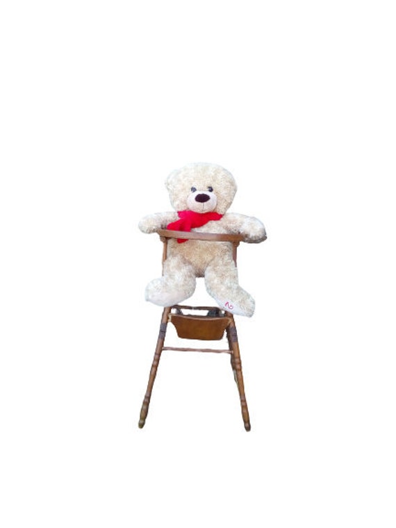 Vintage Doll Highchair Wooden High Chair Français Vintage Charm Dolly Play Table Furniture Kids Room