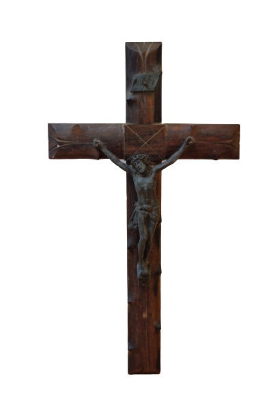 Vintage Français Heavy Crucifix Cross Jesus Religious Prayer Church Wall Hanging Religion Vintage/Ch