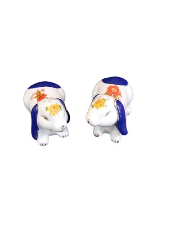 Vintage Ceramic Salt & Pepper Shakers Sel et Poivre Ensemble Lapins Table Décor Cuisine Animaux Love