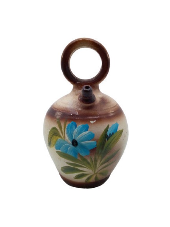 Vintage Hand Painted Jug Earth Wear Pitcher Pot Jar Kitchen Home Decor Round Handled Serving Gift Id