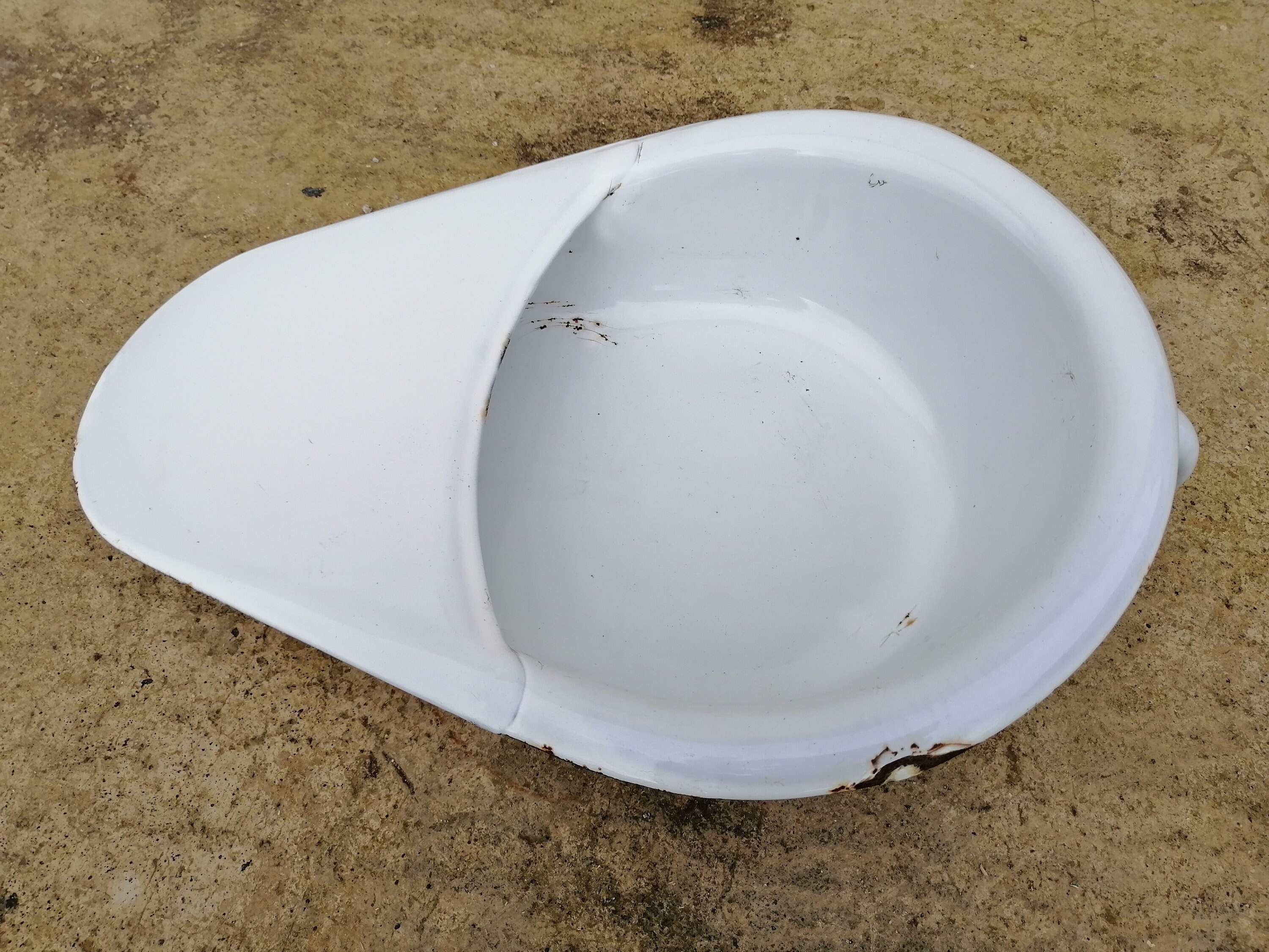 Vintage French Bedpan Enameled Metal Hospital Pan Garden Etsy
