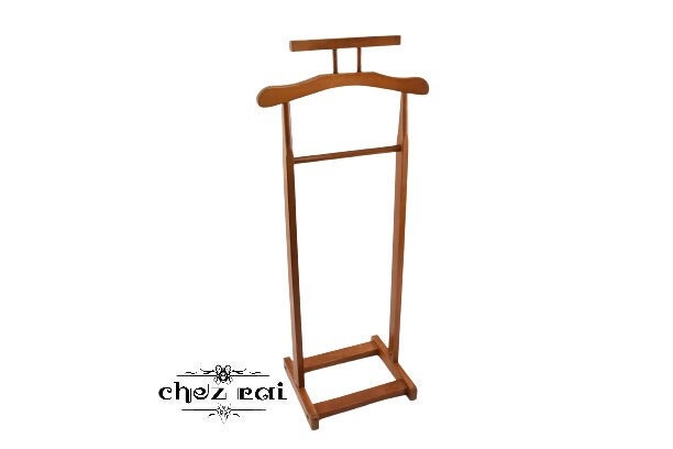 Vintage Valet de Chambre Butler Stand Single Row Bois Vêtements Cintre Costume Hôtel Bureau B &b Dre