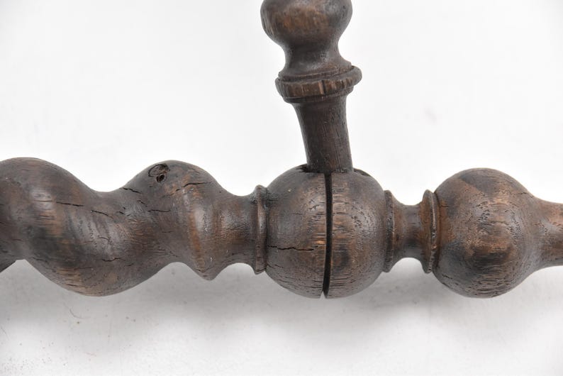 Antique Wooden Stool – Barley Twist Legs, Rustic Home Decor image 10