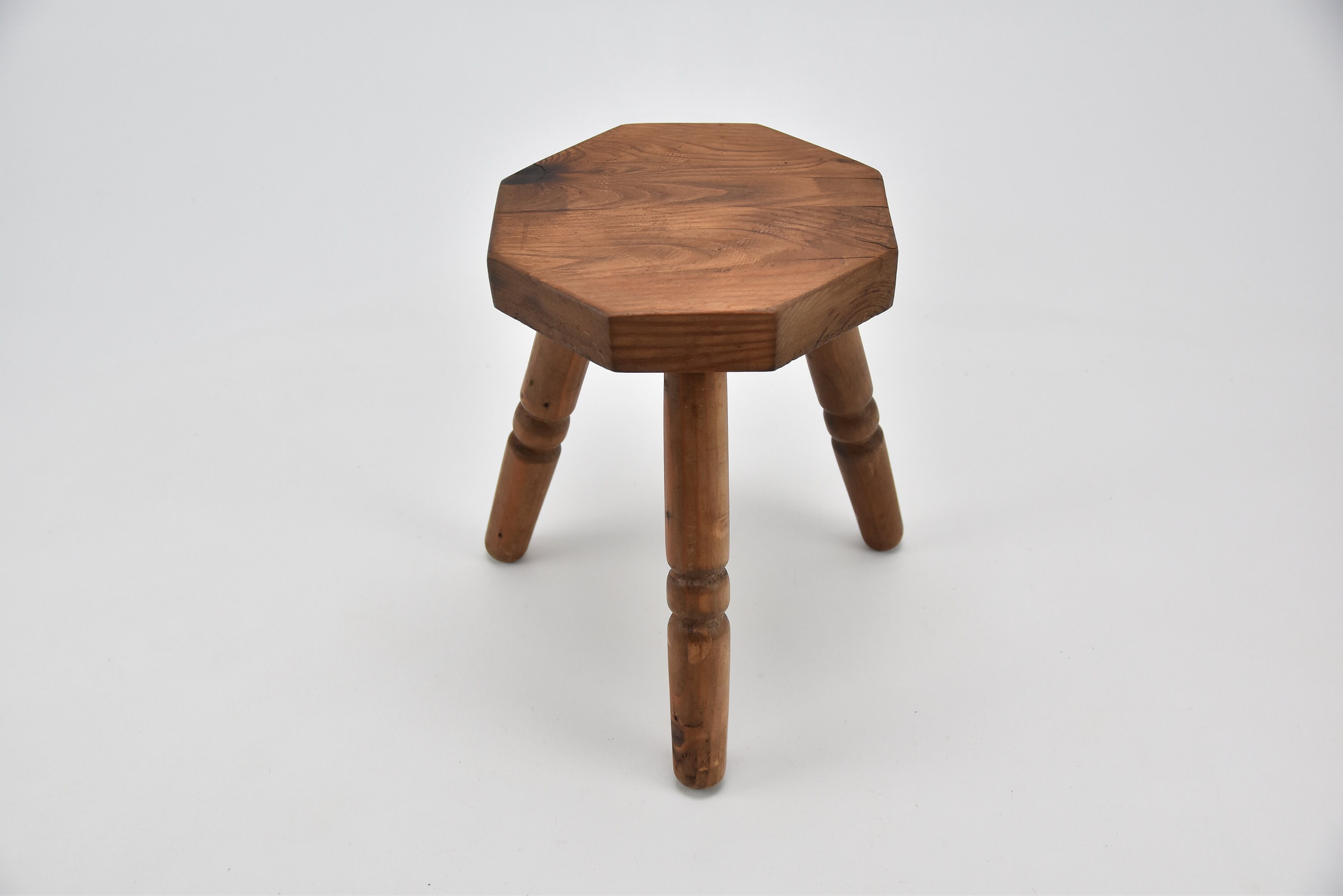 Octagonal Rustic Stool Table Vintage 13