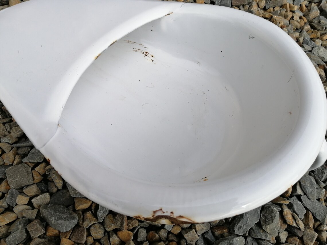Vintage French Bedpan Enameled Metal Hospital Pan Garden Etsy India