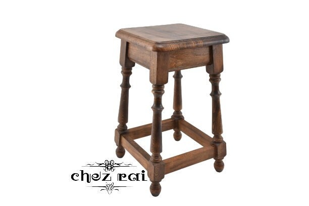 vintage français tabouret carré à quatre pieds en bois ferme petite table table de chevet siège cottage cuisine grange chambre affichage/chez rai