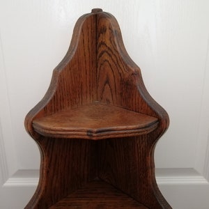 Vintage French Oak Hardwood Heavy Triple Corner Shelf Wall Display Unit Wall Fixing Hanging Ornament Farmhouse Display Rack / Chez Rai image 5
