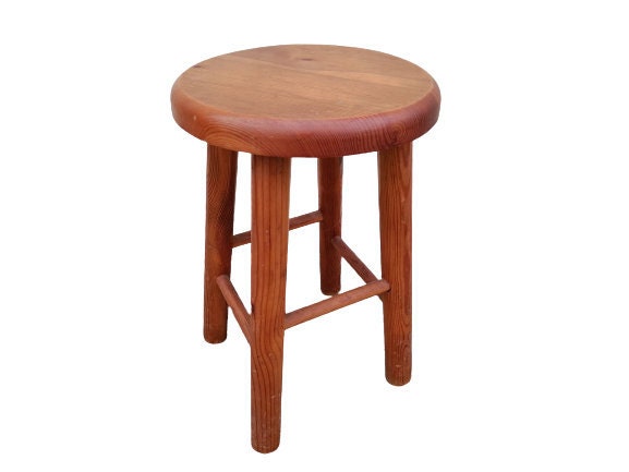 Vintage Français Pinewood Stool Plantpot Stand Display Farmhouse Rustic Seat Hallway Conservatory Co