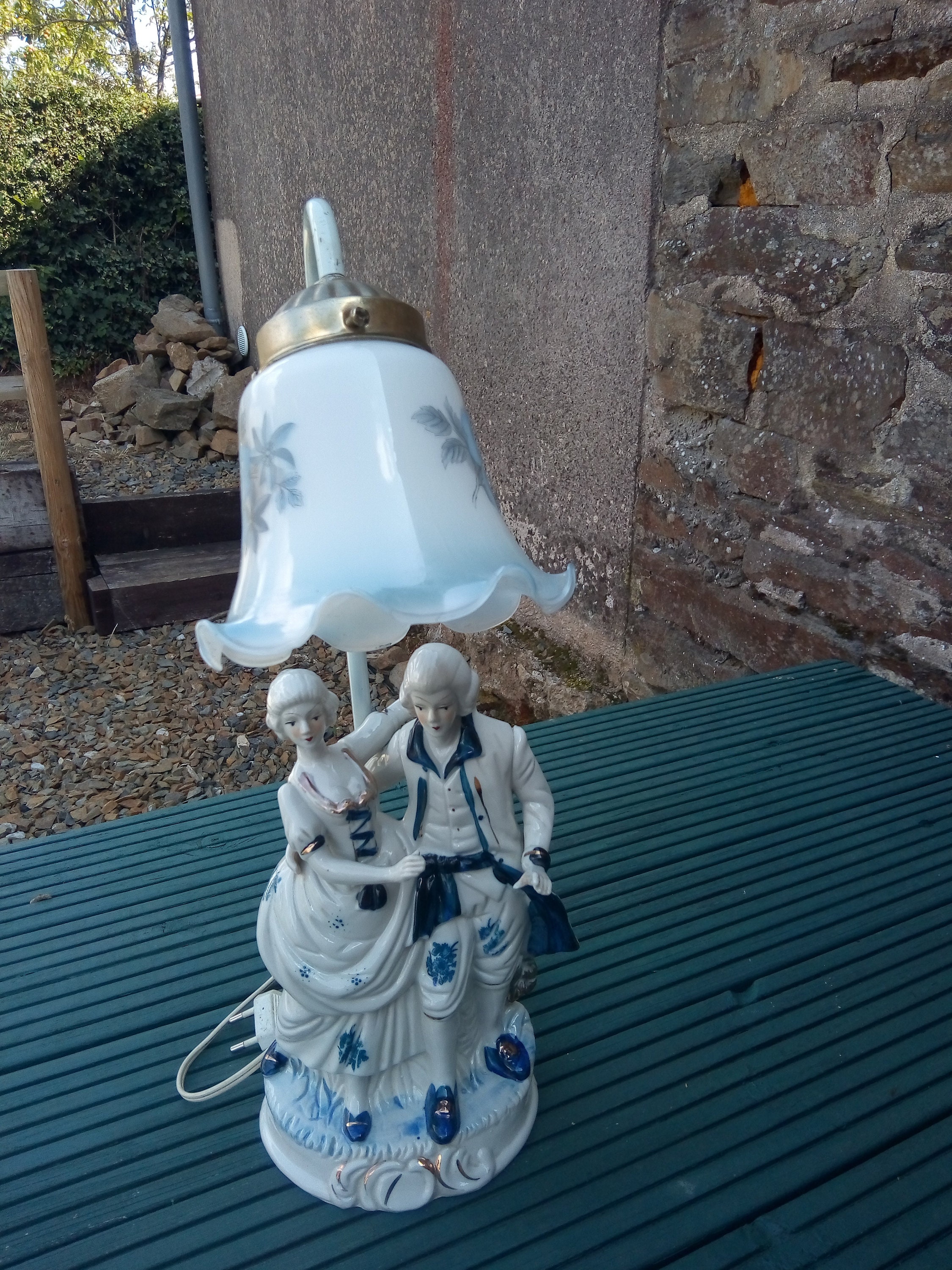 Vintage Statuette Porcelain Light Fitting Table Lamp Bedside Etsy