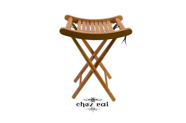 Vintage Nevco Style Fold & Carry Stool Folding Slat Wood Fishing Camping Jardinage Pinic Childs Disp