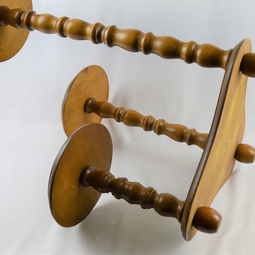 Vintage French Small Wooden Three Tier Plant Stand Display Room Decor Spacesaver Hallway Conservatory shops Pedestal Vase Ornament / Chez Rai