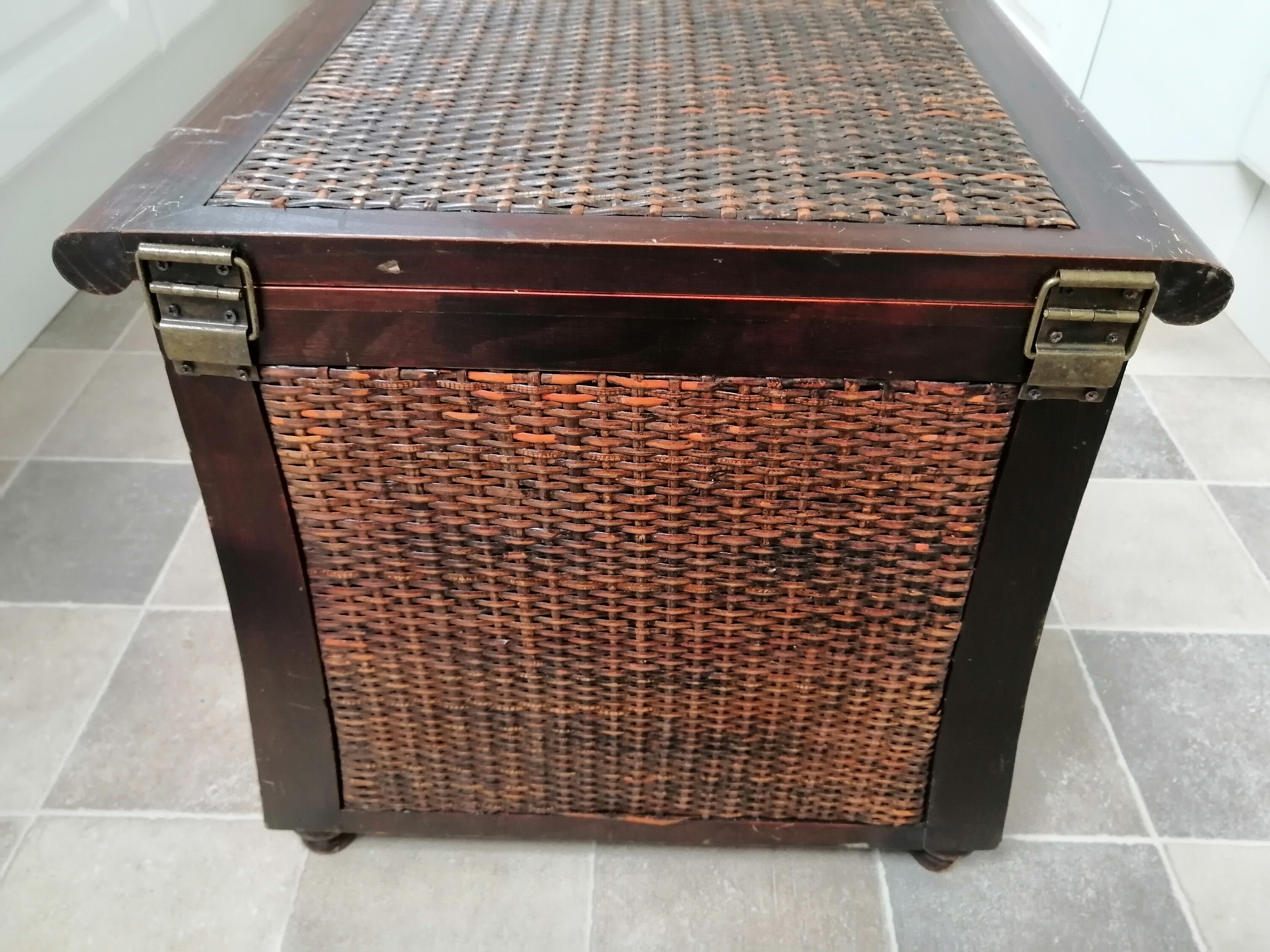 Vintage Rattan And Wood Bedside Table Nightstand Side Table Etsy