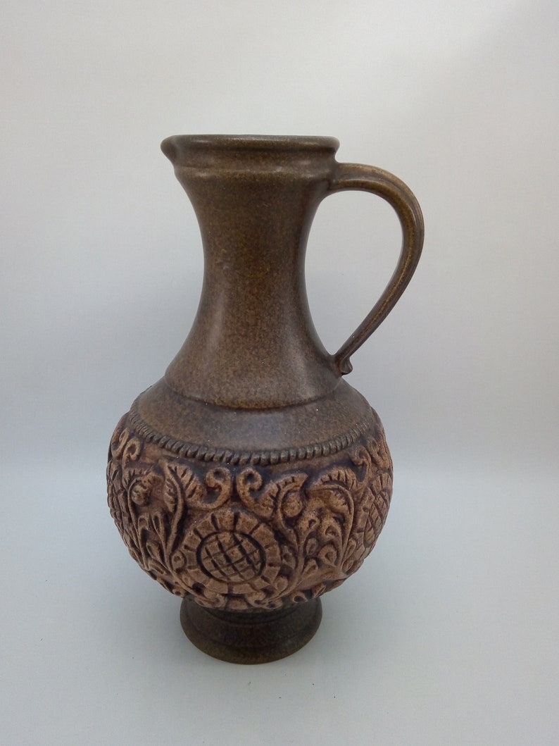 Vintage Jasba West Germany Pottery Vase Jug Ceramic Jar Flowerpot Handled Container Home Decor Decorative Keramik European  Chez Rai