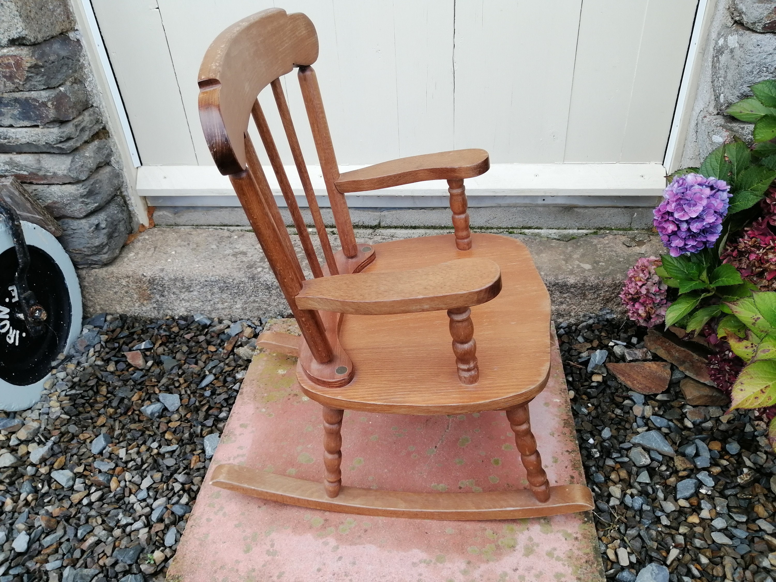 Vintage Children's Wooden Rocking Chair Farmhouse Rustic Etsy