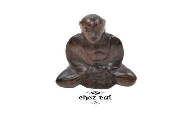 Vintage Wooden Carved Miniature Buddha Statue Figure Shelf Display Decorative Mini Wood Monk Asia Lo