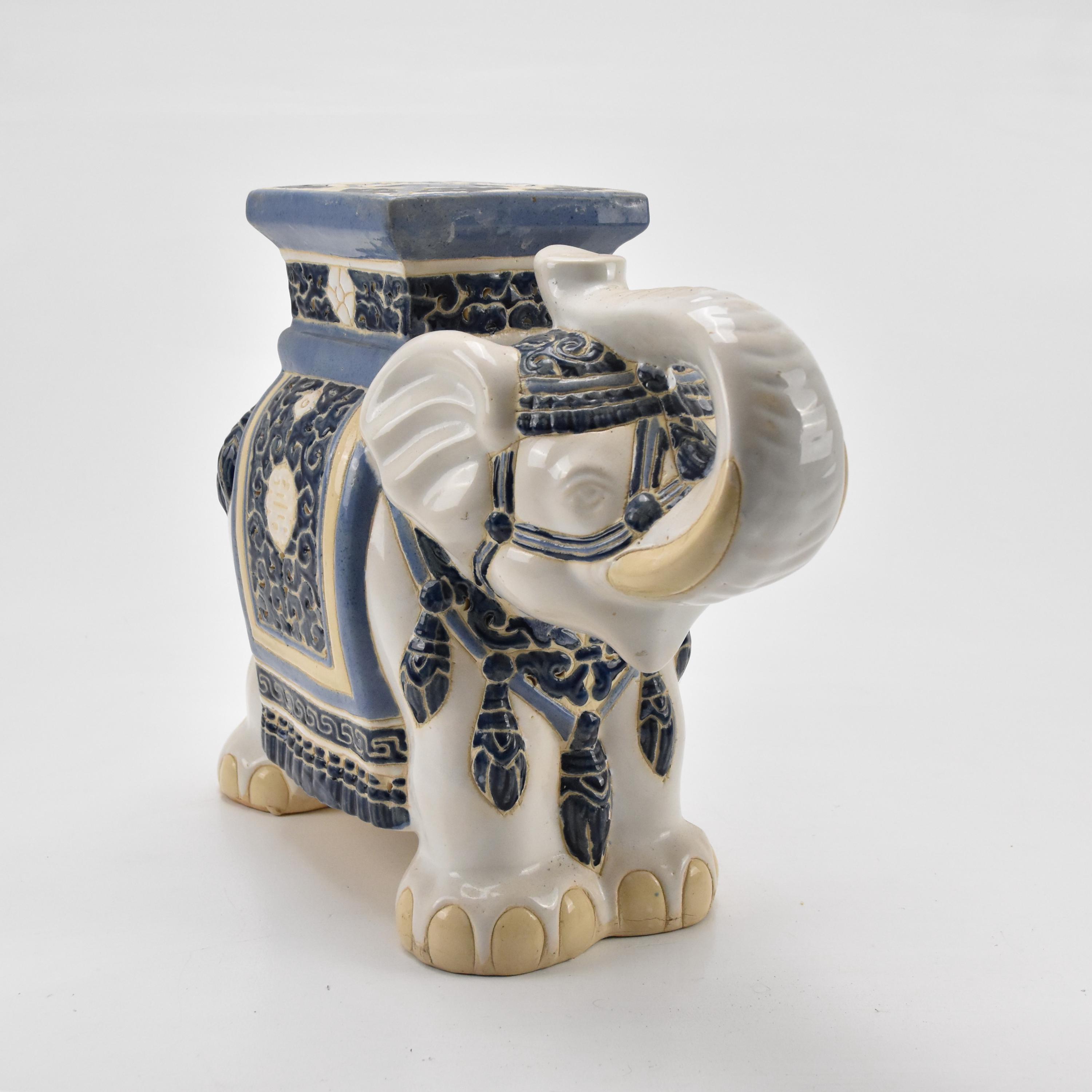 Vintage Ceramic Extra Large Beautiful Elephant Stool Garden Seat