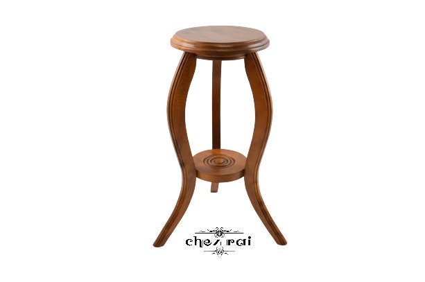 Vintage Français Trouvé en Bois Deux Niveaux Pot Stand Affichage Couloir Entrée Chambre Décor Knick