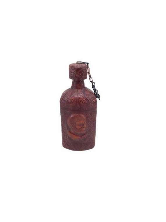 Vintage Leather Bound Covered Bottle Liquor Drinking Tablewear Home Décor Decorative Ornament Decant