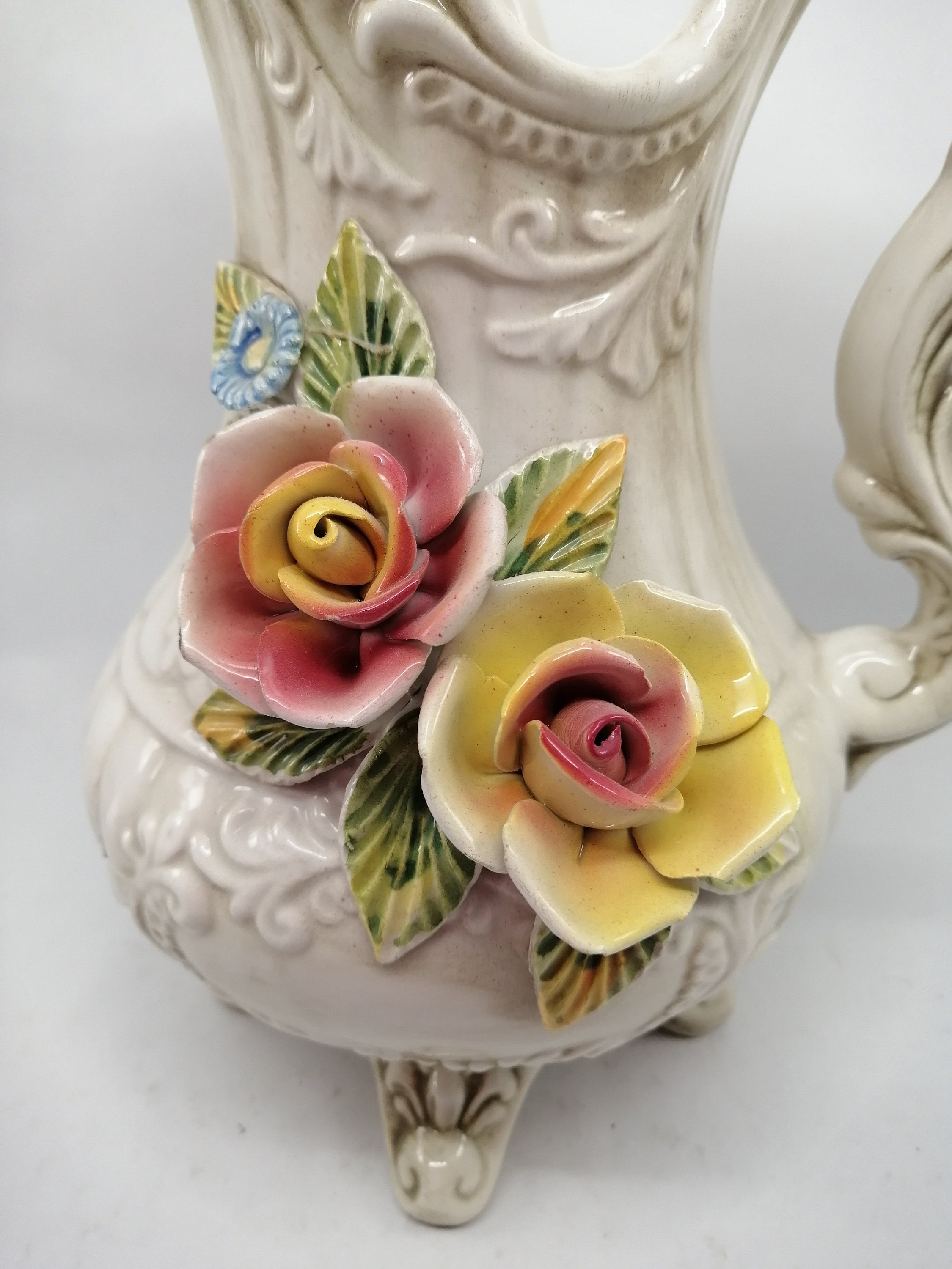 Vintage Porcelain Italy LCS R. Capodimonte Hand Crafted Vase