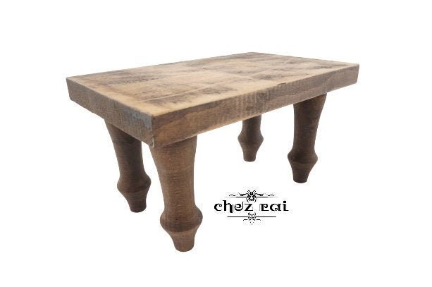 Vintage Français Trouvé en Bois Mini Banc Repose-Pieds Plant Stand Step Kid's Room Décor Affichage F