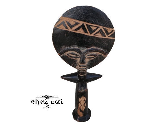 Vintage African Hand Carved Wooden Ashanti Doll Akuaba Ghana Fertility Figure Figurine Wood Statue G
