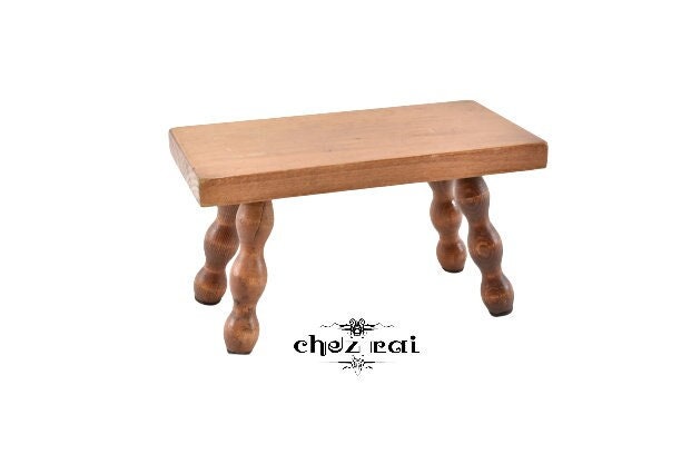 Vintage Français Found Wood Mini Bench Step Stool Milking Seat Kid's Room Nursery Toy Display Plant 