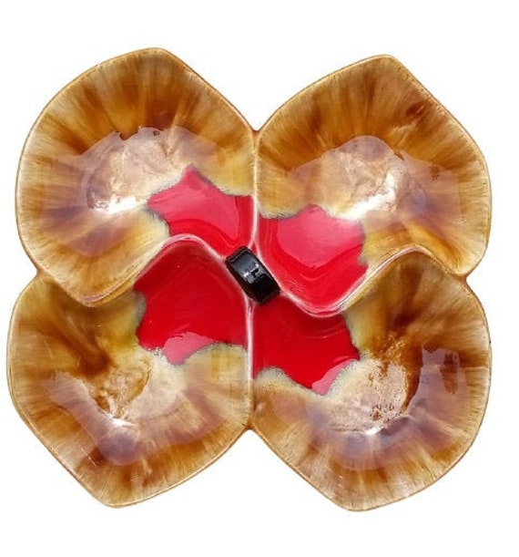 Vintage Français Baudin Porcelain Snack Platter Plate Grand Plateau Plat en Céramique Porter La Tabl