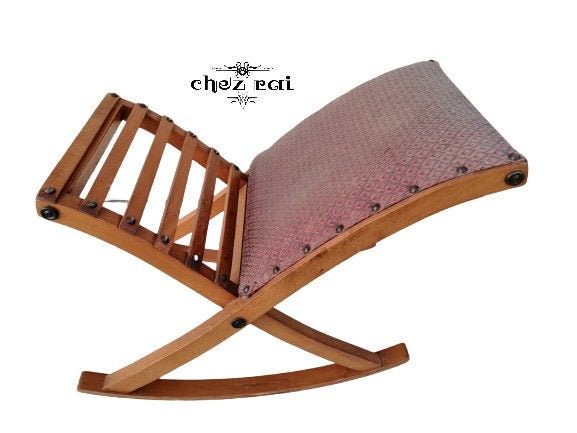 Vintage Français Rocking Footstool Footrest Farmhouse Rustic Living Room Furniture Country Cottage S
