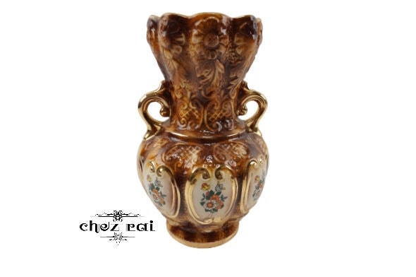 Vintage Beau Grand Vase en Céramique Fabriqué Italty Stand Display Container Salon Étagère Décor Cad