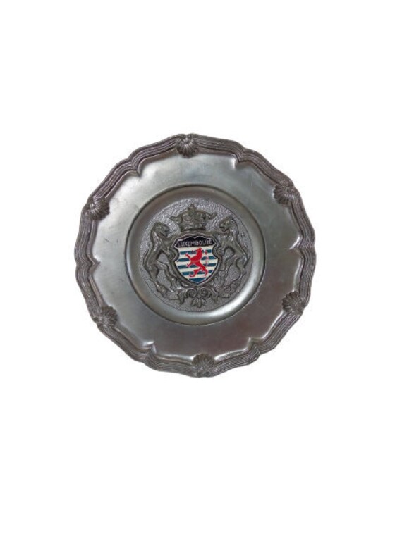 Vintage Pewter Plaque Luxembourg Wall Hanging Souvenir Home Décor Décoratif Étagère Mur d'exposition