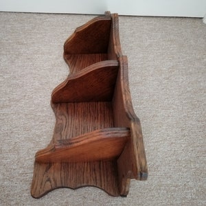 Vintage French Oak Hardwood Heavy Triple Corner Shelf Wall Display Unit Wall Fixing Hanging Ornament Farmhouse Display Rack / Chez Rai image 7