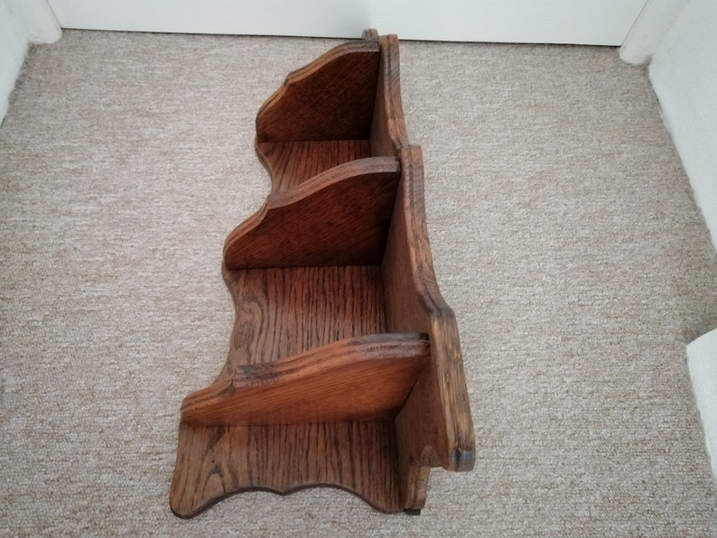 Vintage French Oak Hardwood Heavy Triple Corner Shelf Wall Display Unit Wall Fixing Hanging Ornament Farmhouse Display Rack / Chez Rai image 7