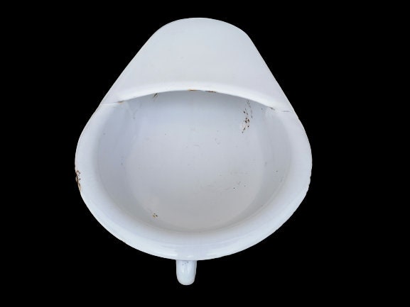 Vintage Français Bedpan Émaild Metal Hospital Pan Garden Planter Émailware Plant Holder Décor Marker