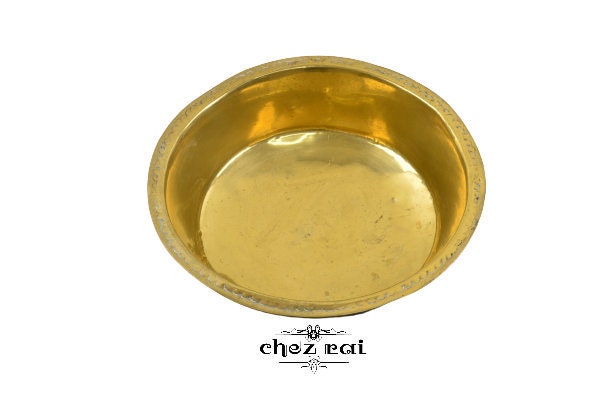 Vintage Français Bassine Brass Wash Basin Round Bowl Country Cottage Chic Rustic Farmhouse Home Deco