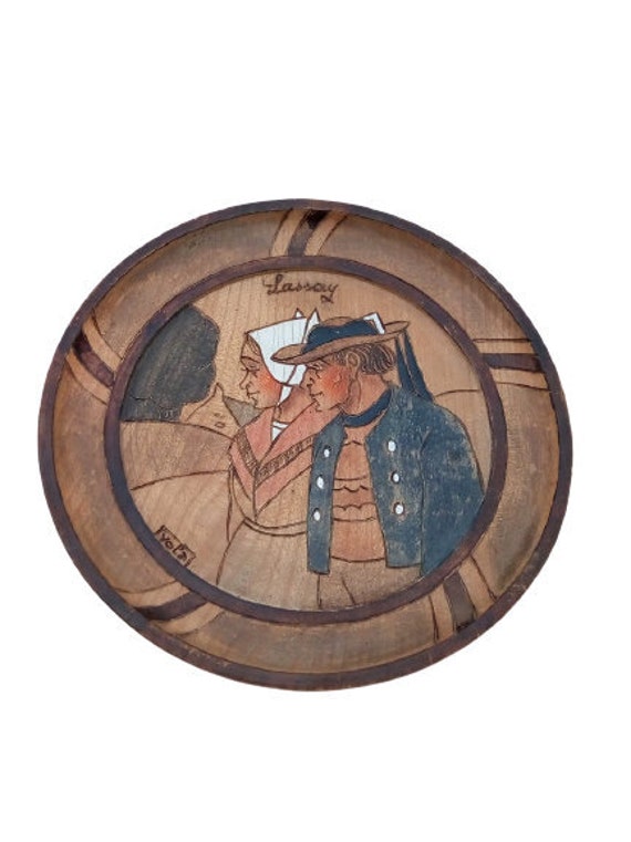 Vintage Wooden Plate Shelf Display Dish Decoration Home Decor Couple Gentleman Disc Lassay Circular