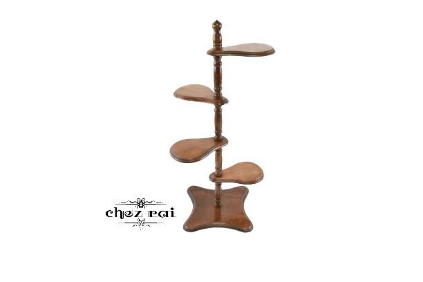 Vintage Français Trouvé en Bois 4 Rang Plant Stand Flowerpot Ornement Étagère Home Decor Wood Displa