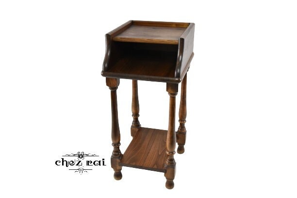 Vintage Heavy Hardwood Wooden Telephone Table Rack Shelf Display Stand Petite Table De Nuit Nightstand Bedside Hallway Farmhouse Chez Rai Etsy