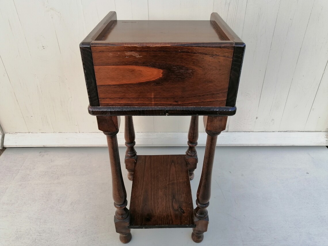 Vintage French Wooden Telephone Table With Phone Book Rack Etsy