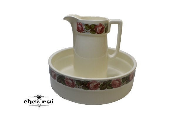 Vintage Villeroy & Boch Wash Bowl & Jug Set Ensemble de Toilette Basin Ceramic Bedroom Rustic Farmho